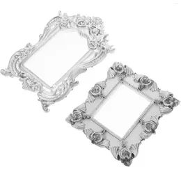 Frames 2 Pcs Mini Po Frame Props Display Art Decor Vintage Golden Picture Ornament For Small Baroque Ornaments