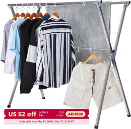 Hangers Home Appliance Non-slip Foldable Clothes Drying Rack Holder Rust-resistant Clothing Coat Stainless Steel Shelf Hanger With Hooks