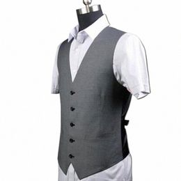 high Quality Slimming Vest Summer Spring Men Casual Suits Vest V-Neck 5 Butt Mens Waistcoat Splice Dr Formal Wedding Vests A0Bz#