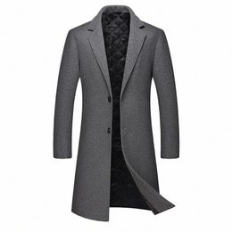 men's Slim Lg-sleeve busin Jacket New 2023 Autumn Winter Woollen Jackets Woollen Blazer Solid Butt Coats Casual Wear men K7vT#