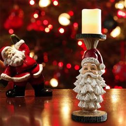 Candle Holders Christmas Nutcracker Holder Resin Craft Tealight Desktop Decoration Vintage Candlestick