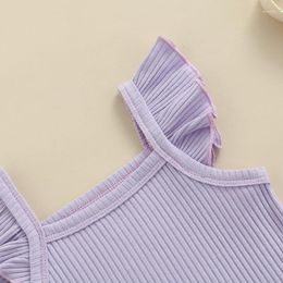 Clothing Sets Infant Girls Ribbed Cotton Summer Outfits Sleeve Tops Ruffle Hem Blommer Shorts Set 2PC Baby Clothes Gift