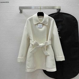 Women coat designer jacket brand fashion long sleeve wool jacket top Metal ring leather buckle placket jackets spring Womens casual travel vacation overcoat Mar 27