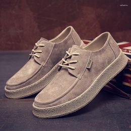 Casual Shoes Yomior Fashion Vintage 2024 Spring Autumn Men Cow Leather Designer Loafers Breathable Lace-Up Sneakers Platform