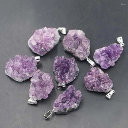 Pendant Necklaces Natural Stone Raw Ore Irregular Edge Amethyst Pendants Charms Healing Crystals Good Quality For Necklace Jewelry Making