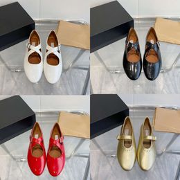 office shoes women ballet flats designer shoe leather round head rhinestone rivet buckle Mary Genuine leather Jane shoes 546