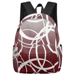 Backpack Modern Geometric Art Gradient Red Circle Lines Backpacks Custom Student School Bags Laptop Women Female Travel Mochila