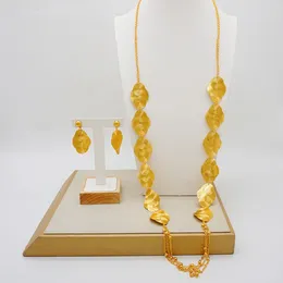 Necklace Earrings Set Ethiopia Dubai Luxury Gold Colour Jewellery Suitable For Women Wedding Party Gift And Long Pendant