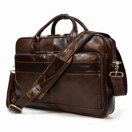 Travel Laptop Bag for Men Large Genuine Leather Handbag Male Business Briefcase Fashion Real Cowhide Computer 240320