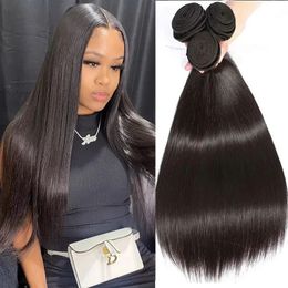 Peruvian Straight Hair Bundles Natural Straight Human Hair Bundles 8-30 Inch 12A Remy Human Hair Extensions for Black Women