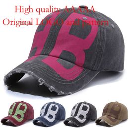 New Versatile Baseball Men Made From Old Wash Denim Duck Tongue Soft Top Printing Letter Sun Shade Hat for Women