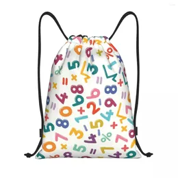 Shopping Bags Custom Colourful Math And Numbers Drawstring Bag Men Women Lightweight Teacher Student Sports Gym Storage Backpack