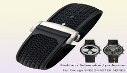 Watch Bands 20mm 21mm 22mm 18mm 19mm High Quality Rubber Silicone Watchband Fit for Omega Speedmaster Watch Strap Steel Deployment5486268