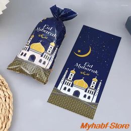 Gift Wrap 100pcs Eid Mubarak Bags Castle Cellophane Cookie Candy Packing Bag For Islamic Muslim Party Wrapping