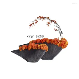 Vases Living Room Desktop Frp Fan-Shaped Simulation Succulent Floriculture Soft Outfit Decoration