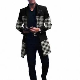 Cappotto di lana da uomo Autunno Splicing Giacca a vento casual Giubbotti maschili Fi Cappotto monopetto Jaqueta Masculina G4gx #