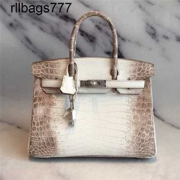 Family's Genuine Leather Handbag Bk Luxury Handmade Himalayan Himalaya Bk30cm Real Crocodile Skin Portable Women's