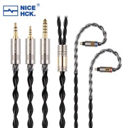 Earphones NiceHCK BlackCat HIFI Earphone Cable Zinc Copper Alloy Oil Soaked Wire 3.5/2.5/4.4mm MMCX/0.78mm 2Pin for P1 Max SALNOTES ZERO