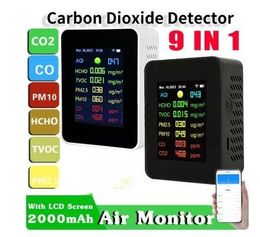 9 in 1 Gas Detector CO2 Sensor Digital Temperature Humidity Tester LCD PM2.5 PM10 HCHO TVOC CO Meter Air Quality Monitor 240320