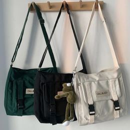 Shoulder Bags Japanese Simple Messenger Bag Korean Student Nylon Waterproof Canvas Crossbody For Women Satchels