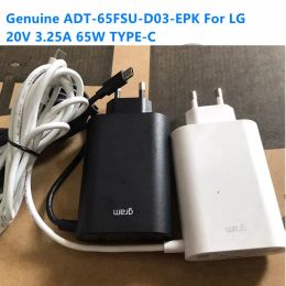 Adapter Genuine 65W 20V 3.25A TYPEC Laptop AC DC Adapter Charger For LG Gramme HU1096720029 RRHR3ADT65DSU 16Z90P 17Z90P Power Supply
