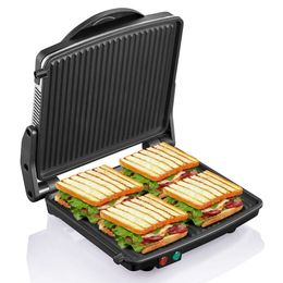 Panini Press Grill, Yabano Food Sand Maker Non Stick Coating Plate 27.94 Cm X 24.86 Cm, Can Open 180 Degrees, Suitable for Any Type or Size of Food,