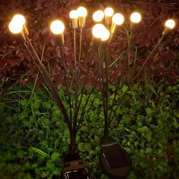 Decorações de jardim Luz solar externa LED Luzes de fogos de artifício para gramado 10 cabeças 2 pacotes de iluminação S Ing s ing