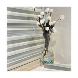 Vases Foldable Plastic Transparent Pvc Flower Vase Without Flowers Low Carbon Environmental Protection Mixed Styles Drop Delivery Home Dhseu