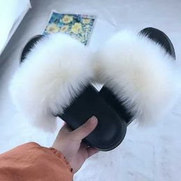 Slippers Slippers 23 color Fasion womens fur slippers Womens Soes Plus fox air fluffy sandals Winter warm H240326454T