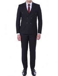 men's 2-Piece Suit Double Breasted Jacket Tailored Tuxedos for Wedding Formal Dinner y4kk#