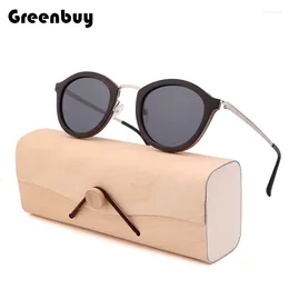 Sunglasses Fashion Wood Interlayer Women Polarised Luxury Sun Glasses UV 400 In Wooden Gift Box Metal Temple