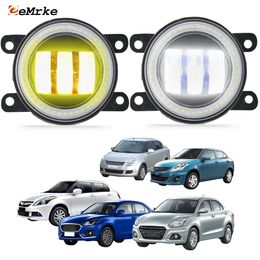 EEMRKE Led Fog Light Assembly 30W/ 40W for Suzuki Dzire 2006-2023 with Clear Lens Angel Eyes DRL Daytime Running Lights 12V Car Styling