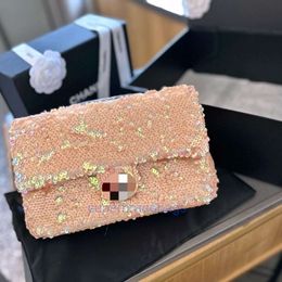 cosmetic bag designer channelies 2024 Fashion Sequin Square Bag Womens Chain Bag Crossbody Shoulder Versatile Fragrance Style High Grade Flip Style