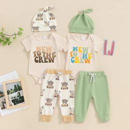 Clothing Sets CitgeeSummer Infant Baby Boys Girls Outfits Letter Print Short Sleeve Rompers Pants Hat Clothes Set