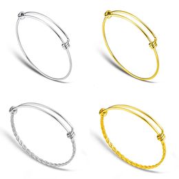 20pcs/lot 316 Stainless Steel DIY Charm Bangle 50-65mm Jewelry Finding Expandable Adjustable Wire Bracelet Wholesale 240312