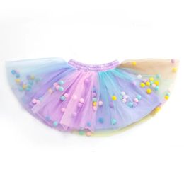 Princess Yarn Skirt Coloured Childrens Half Ball Girls Summer Clothes Performance Clothing 240325