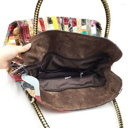 Totes Women Fashion Multicolour Genuine Leather Snake Patterned Splicing Stripe Large Capacity Tote Handbags ShoulderBag CrossbodyBag