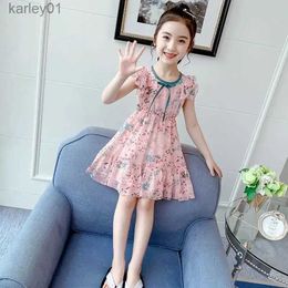 Girl's Dresses 2024 Dress Girl Summer Princess Party Fashion Dress Floral Trendy Cool Refreshing Kids Clothes 2 To 12 Years Old Casual Dresses yq240327