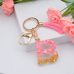Fashion Bling A to Z Letter Keychain With White Tassel 26 Initial Keychain Car Key Holder Handbag Accessories 26 Letter Factory Wholesale