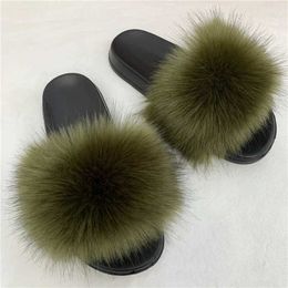 Slippers Slippers Artificial fur slider womens fluffy flat winter comfortable house sweet socks indoor flip H2403260P1P