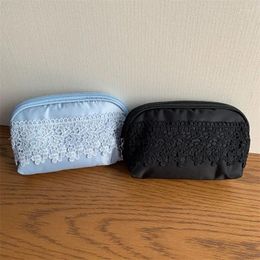 Cosmetic Bags Kokuyo Lace Makeup Bag Toiletries Multifunctional Zipper Cute Pencil Case Korean Stationery School Supplies Pouch