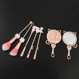 Cartoon Character Eye Shadow Brush Marie Cat The AristoCats Makeup Brushes Set Pink Rose Gold Blush For Girls Gift