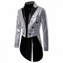 british Style Men Court Tuxedo Suit Coats Fi Sequin Decorati Blazers Gentleman Wedding Party Lg Jacket r2UH#