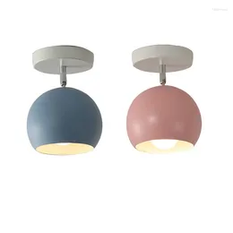 Ceiling Lights Macaron Multicolor Modern E27 Rotatable LED Lamp Creative Round Iron Light For Indoor Aisle Apartment El Cafe