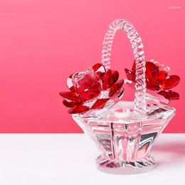 Decorative Figurines Crystal Flower Basket Decoration Living Room Wine Cabinet Wedding Small Gift Teacher Mother's Day Dresser Car