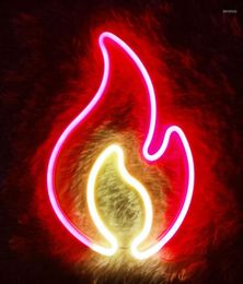 Night Lights Fire Flame Neon Sign Light LED Hanging Wall Lamp For Bedroom Kids Room Bar Party Decor Birthday Christmas Gift4159659