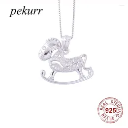 Pendants Pekurr 925 Sterling Silver Zircon Trojan Horse Necklace For Women Cute Doll Kids Girl Fashion Jewellery Gift