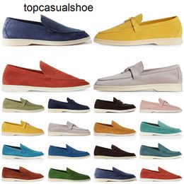 Loro Piano LP LorosPianasl casual Designer shoes mens Suede loafers flat low top men women walking shoes black beige red Classic buckle round toes sneakers rubber sol