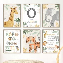 Timers Elephant Giraffe Tiger Jungle Animals Nursery Wall Art Canvas Painting Nordic Posters and Prints Wall Pictures Kids Room Decor