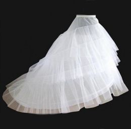 Bridal Petticoat White ALine 3 Layers 2 Hoop Train Sweep Slip Wedding Dress CrinolineSkirt Underskirts For Wedding Ball Gowns Pag4525668